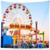 Loccor 92''x70'' Amusement Park Ferris Wheel Tapestry Roller Coaster Fantasy Pacific Park Wall Hanging Background for Kids Adults Party Supplies Living Room Bedroom Decor view 2
