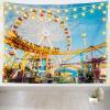 Loccor 118''x98'' Ferris Wheel Tapestry Los Angeles Pacific Park Roller Coaster Wall Hanging Background for City Travel Kids Adults Party Decorations Living Room Dorm Decor view 1