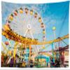 Loccor 118''x98'' Ferris Wheel Tapestry Los Angeles Pacific Park Roller Coaster Wall Hanging Background for City Travel Kids Adults Party Decorations Living Room Dorm Decor view 2