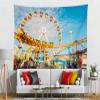 Loccor 118''x98'' Ferris Wheel Tapestry Los Angeles Pacific Park Roller Coaster Wall Hanging Background for City Travel Kids Adults Party Decorations Living Room Dorm Decor view 3