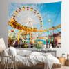 Loccor 118''x98'' Ferris Wheel Tapestry Los Angeles Pacific Park Roller Coaster Wall Hanging Background for City Travel Kids Adults Party Decorations Living Room Dorm Decor view 4