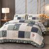 Bed, Patchwork Reversible Floral Bedspread Quilt Set Queen Size 3 Pieces Embroidered Lightweight Soft Cotton Coverlets 1 Quilt and 2 Pillow Shams (Blue,Queen) view 1