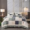 Bed, Patchwork Reversible Floral Bedspread Quilt Set Queen Size 3 Pieces Embroidered Lightweight Soft Cotton Coverlets 1 Quilt and 2 Pillow Shams (Blue,Queen) view 2