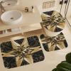 ZGDPBYF Black Gold Geometry 3 Piece Bath Mats Geometric 3D Five-Pointed Star Waterproof Non Slip Bath Mat Set, Washable Rug for Bathroom,-3-Piece Set view 1