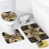 ZGDPBYF Black Gold Geometry 3 Piece Bath Mats Geometric 3D Five-Pointed Star Waterproof Non Slip Bath Mat Set, Washable Rug for Bathroom,-3-Piece Set view 3