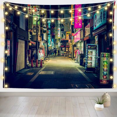 Loccor 118''x98'' Japan Night View Tapestry - Street Signboard Billboards Wall Hanging for Kids Adults Party Decoration Living Room Bedroom Dorm Decor