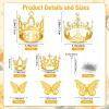 cridoz Gold Crowns for Flower Bouquets, Flower Bouquet Accessories Including 4 Pcs Bouquet Crown, 12 Pcs Butterfly Decorations and 50 Pcs Flower Pins for Birthday Wedding Baby Shower view 3