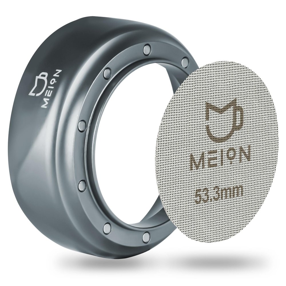 MEION Espresso Dosing Funnel and Puck Screen Set, Magnetic Coffee Funnel, Reusable Espresso Puck Screen, Espresso Tools Espresso Accessories (Silver, 54mm)