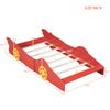 SOFTSEA Twin Size Race Car Bed with Wheels, Car Shaped Bed for Kids, Wood Car Bed Frame with Guardrails, Twin Car Shaped Bed for Boys Kids, No Box Spring Needed, Red view 2
