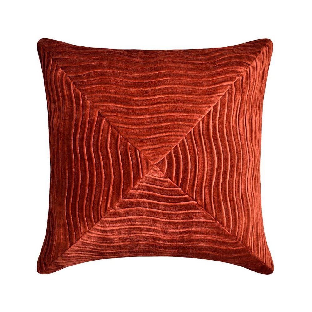 The HomeCentric Decorative Pillow Cases Rust Pack of 2, 22"x22" (55x55 cm) Velvet Striped, Textured & Patchwork Throw Pillow Cover for Sofa, Geometric Modern Style - Centric Wrap