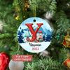 2026 Custom Initial Name Y Baby First Christmas Ornament, Personalized Name Xmas Keepsake Gifts for Parents, Monogram Letter Y Ornament Hanging Xmas Tree Decor, Customized Initial Letter Y Ornaments view 2