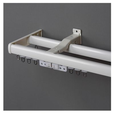 Double Curtain Track Set Hanging Sliding Panel Screen for Partition/Living Room Heavy-Duty Curtain Rails and Fittings Wall Mounted Curtain Pole (Color : White, Size : 290cm(4 * 145cm))