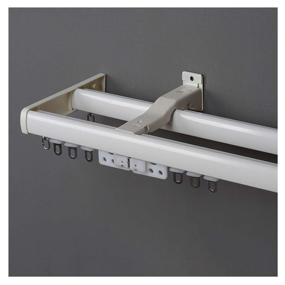 Double Curtain Track Set Hanging Sliding Panel Screen for Partition/Living Room Heavy-Duty Curtain Rails and Fittings Wall Mounted Curtain Pole (Color : White, Size : 290cm(4 * 145cm))