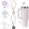 3pcs 10mm Flower Straw Topper for Stanley Straw Cover 40 oz 30 oz + 2pcs Letter Chain Charm for Stanley Tumblers with Handle for Stanley Cup Accessories Food Grade Silicone Straw Cap Tips Cover view 1