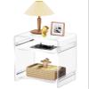 Acrylic End Table Record Player Table with Storage Shelf Clear Side Table Nightstand (15.7x19.7x11.8) (Clear) view 1