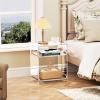 Acrylic End Table Record Player Table with Storage Shelf Clear Side Table Nightstand (15.7x19.7x11.8) (Clear) view 2