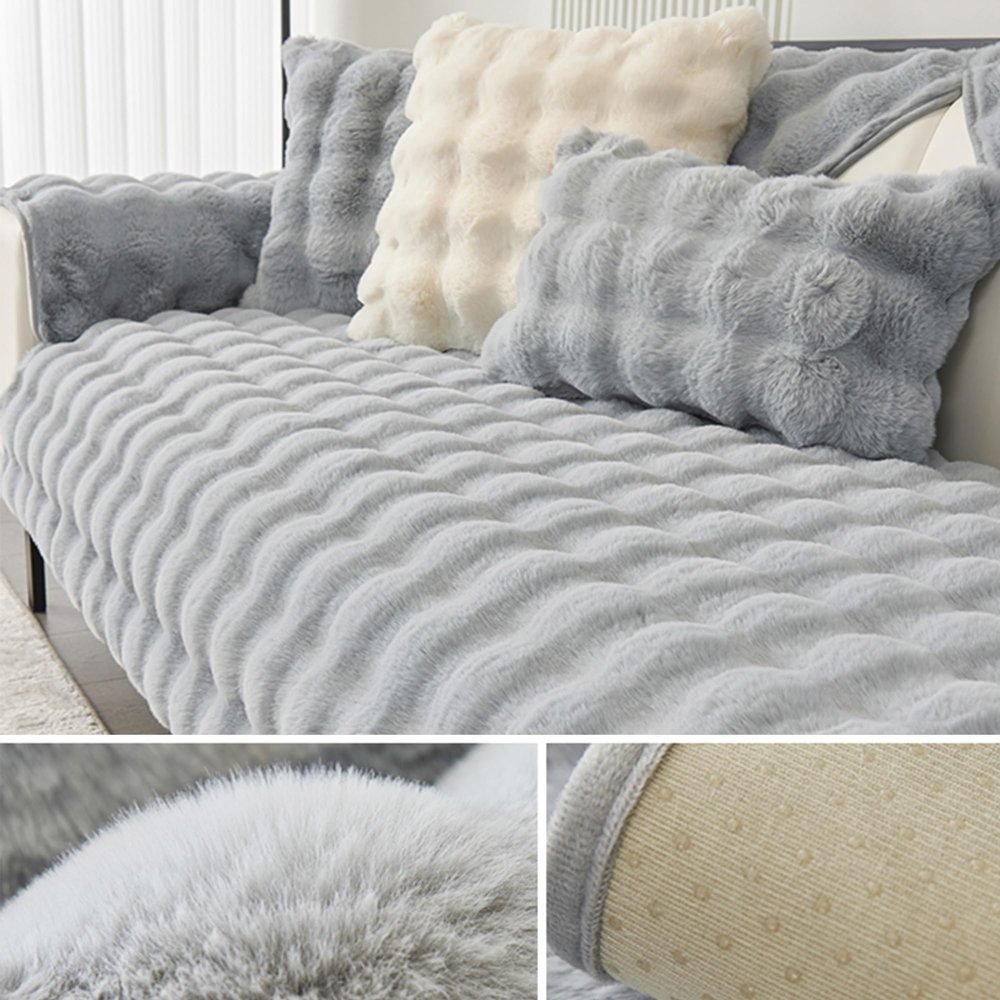 Sofa Covers Washable Sectional Couch Covers for 3 Cushion Couch Sofa Pet Friendly Sofa Slipcovers Funny Fuzzy Couch Protector Cover Super Cozy Plush Non-Slip Sofa Cover(Only 1 Piece/Not All Set) ( Col