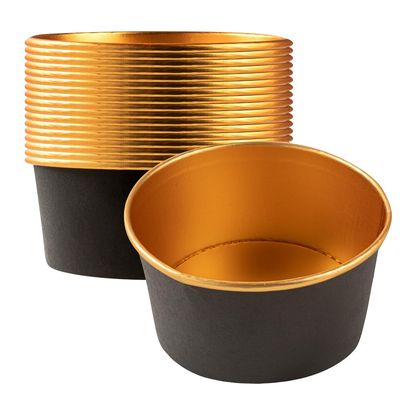Foil Lux 33.4 OZ Take Out Containers, 200 Insulated Foil Lining Food Containers - Greaseproof, Black And Gold Paper To Go Food Containers, For Hot Or Cold Foods, Lids Sold Separately - Restaurantware