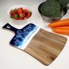 Artmujohn Sapphire Sea Cheeseboard Epoxy resin charcuterie board, Acacia wood board, epoxy resin cutting board Cheeseboard 14.2 x 8.7 inchesCheeseboard with Unique Handmade Design and Handle view 4
