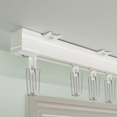 Curtain Track Balcony Ceiling/ Wall Mount Curtain Rod Rail Retractable, Curtain System with Silent Roller & Hooks, Bay Window/ Bedroom Curtain Pole Set ( Color : Ceiling , Size : 0.55-0.75m(1.8-2.5ft)