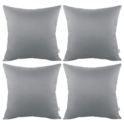 H&H Dcor Cotton Comfortable Solid Decorative Throw Pillow Case Square Cushion Cover Pillowcase Pack of 4 (Color:-Grey) 26x26/45x45cm