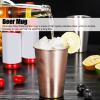 UPQRSG 500ML less Steel Beer Mug with Lid, Single Layer Water Cup Outdoor Drinking Cup, Reusable less Steel Mug for Household Party Coffee, Tea, Beer, Cold Drinks[Rose Gold] view 3