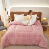 CHDGSJ Hibiscus Warm Quilt for Winter, Thickened Super Soft Comforter Jacquard Plaid Queen King Quilts Double Sided Fluffy Lamb Fleece Quilt Blanket(E,59 * 78.7in/4kg) view 1