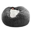 DAUTAI 7Ft Giant Comfy Bean Bag Bed, Giant Beanbag Lazy Sofa for Adult Teen, Round Fluffy Lazy Sofa for Living Room, Living Room Furniture (No Filler),Grey,5FT view 1