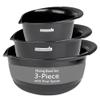Restaurantware Comfy Grip Plastic Bowl Set 1 Durable Mixing Bowl Set - 3-Piece Set Rubber Grip Bottom Black Plastic Bowls with Pour Spot Dishwashable view 1