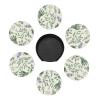 6 Pcs Green Flower Herb Sage Drink Coasters with Holder Leather Coaster Coffee Cup Pad Drinking Cup Mat Set Coffee Table Drinks Coasters for Modern Home Decor,4 Inches view 2