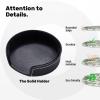 6 Pcs Green Flower Herb Sage Drink Coasters with Holder Leather Coaster Coffee Cup Pad Drinking Cup Mat Set Coffee Table Drinks Coasters for Modern Home Decor,4 Inches view 4