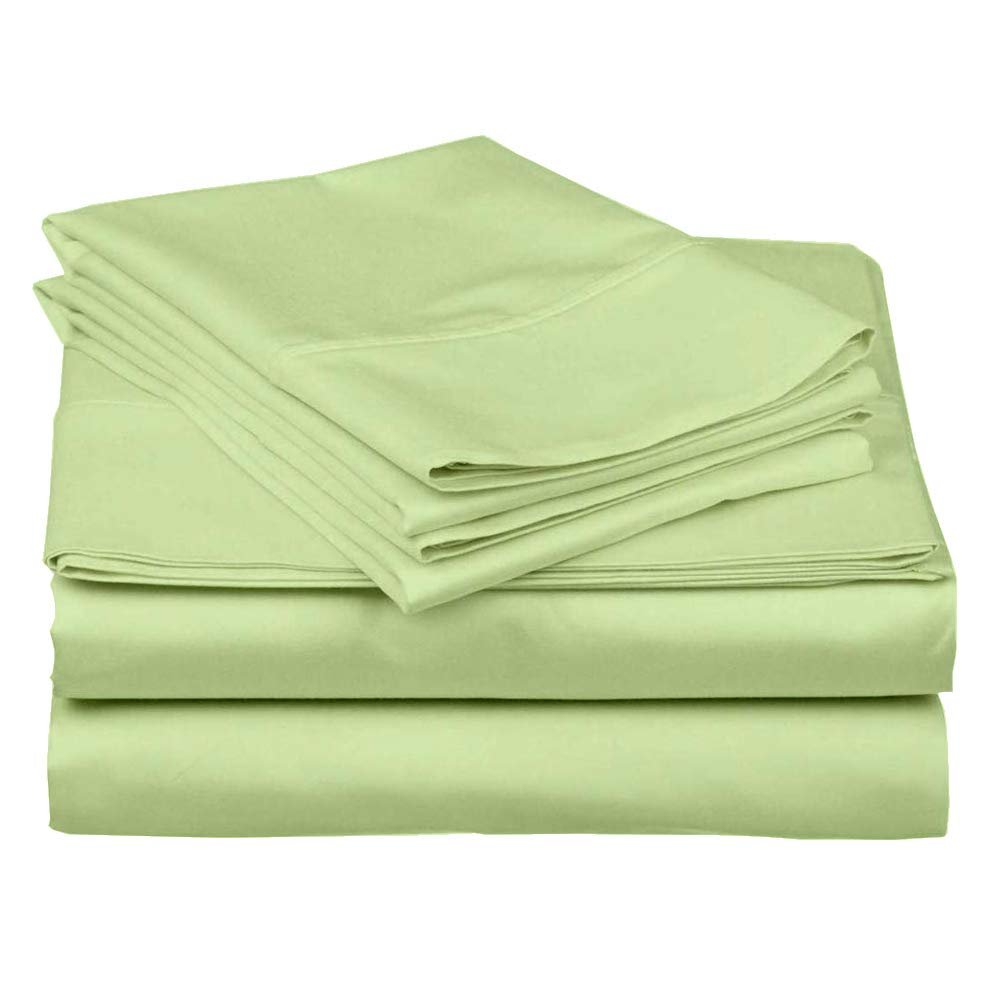 400 Thread Count Luxury Twin Size, Sheet Set (4 Pc Set) 100% Egyptian Cotton Premium Long Staple Fits 21 Inch Deep Pocket Color Sage Solid Pattern