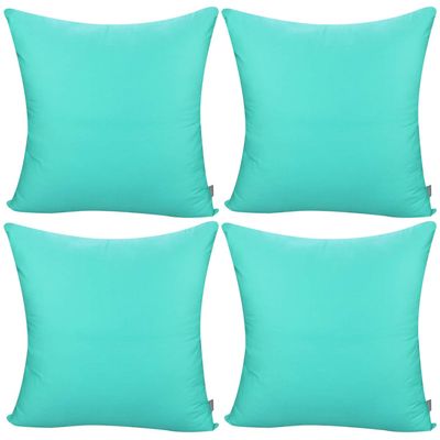 H&H Dcor Cotton Comfortable Solid Decorative Throw Pillow Case Square Cushion Cover Pillowcase Pack of 4 (Color:-Aqua Blue) 26x26/45x45cm