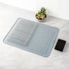 Restaurantware Comfy Grip 23 x 18 Inch Extra-Large Countertop Drying Mat 1 Food-Grade Dish Drainboard - Ribbed Design And Raised Sidewalls Waterproof Gray Silicone Draining Pad Dishwashable view 3