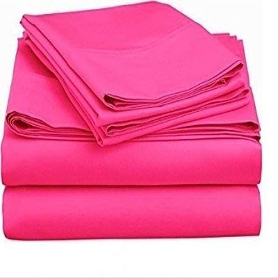 400 Thread Count Luxury Twin Size, Sheet Set (4 Pc Set) 100% Egyptian Cotton Premium Long Staple Fits 21 Inch Deep Pocket Color Hot Pink Solid Pattern