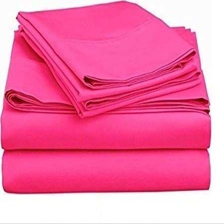 400 Thread Count Luxury Twin Size, Sheet Set (4 Pc Set) 100% Egyptian Cotton Premium Long Staple Fits 21 Inch Deep Pocket Color Hot Pink Solid Pattern
