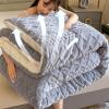CHDGSJ Hibiscus Warm Quilt for Winter, Thickened Super Soft Comforter Jacquard Plaid Queen King Quilts Double Sided Fluffy Lamb Fleece Quilt Blanket(A,59 * 78.7in/3kg) view 3