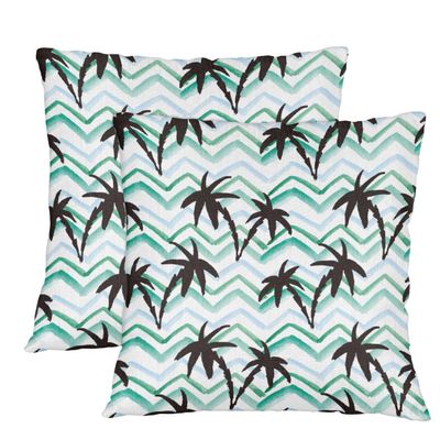 bisibuy Tree Palm Waves Throw Pillow Covers 18x18 Inch for Living Room Couch Bed Sofa Square Cushion Case Turquoise Black Throw Pillow Cover Farmhouse Boho Home Decor