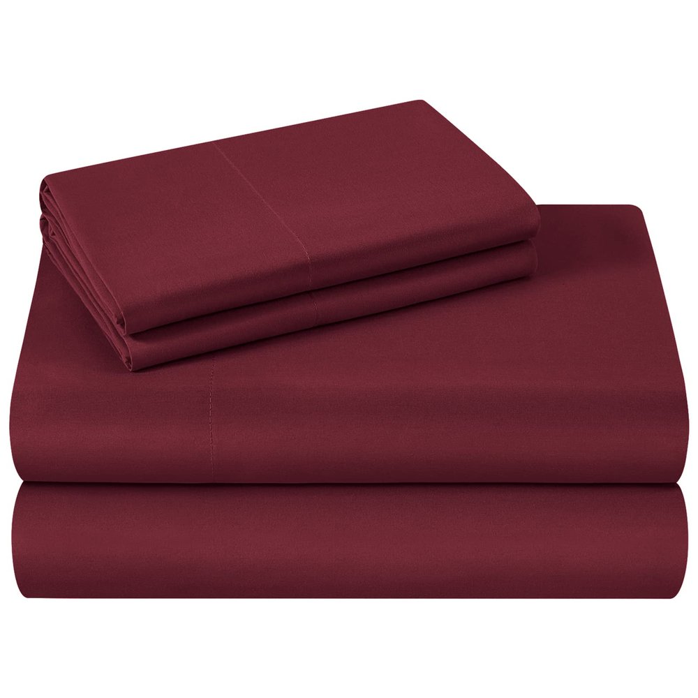 400 Thread Count Luxury Queen Size, Sheet Set (4 Pc Set) 100% Egyptian Cotton Premium Long Staple Fits 21 Inch Deep Pocket Color Wine Solid Pattern