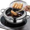 Sasha Square Deep Fryer Pot 11"/4.4QT - 4.2L Extra Large Stainless Steel 304 Japanese Tempura Frying Pot With Lid & Thermometer (9.4"/3.3QT -3.2L Large) view 2