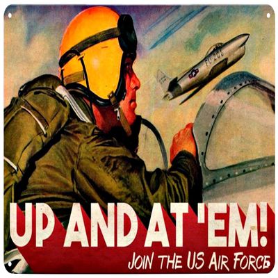 Air Force Paratrooper Recruitment Metal Poster Pilot Airplane Tin Sign Vintage Wall Art Decor Plaque for Home Bar Club Room Garage Man Cave 8x12 inch