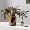 Amber Glass Vase Modern Flower Centerpiece, Hydroponic Planter, Cylindrical Spot Bottle Collectible Great Gift Crafts Desktop Decorations for Indoor Office Bookshelf, Wedding Gifts view 3