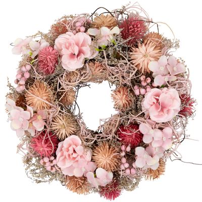 Northlight Mixed Floral Mini Artificial Spring Wreath - 10" - Pink