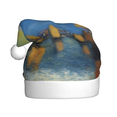 ViLlex Christmas Hat Plush Santa Hats Classic Style Xmas Santa Hat For Adults Unisex Beautiful Mt. Fuji Prints