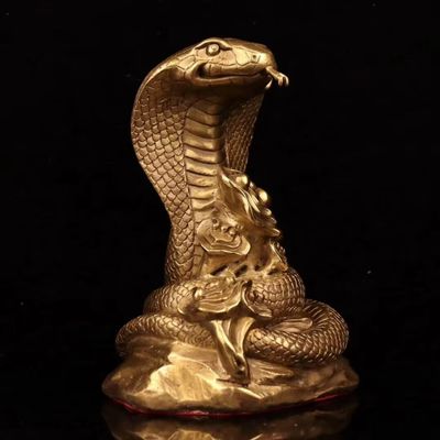 burid Pure Copper Snake Statue Chinese Feng Shui Zodiac Snake Figurine Decor Collectible Wealth Sculpture Gold Gifts Good Luck