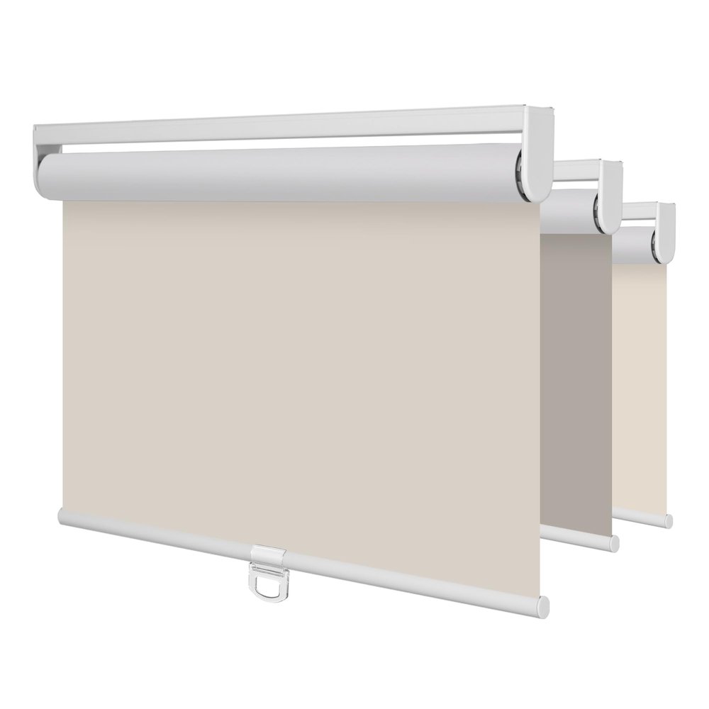 BERISSA Roller Shades for Windows Blackout Roller Blinds Cordless Shades Energy Saving UV Protection Room Darkening Shades for Home,French Door,Office,Easy to Install.Beige,54.5" W x 72" H.