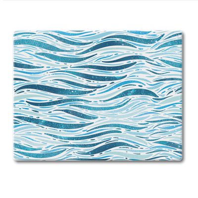 CounterArt Wavy Waves 3mm Tempered Glass Cutting Board 10 x 8 Manufactured in the USA Cheese Board Bar Board Dishwasher Safe