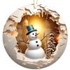 3D Break Through Snowman Christmas Ornament - Christmas Oranment - Xmas Tree Decoration - Fun 2023 Christmas Ornament - 3" Round PVC Ornament - Printed in USA AAO142 view 1
