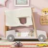 P PURLOVE Twin Car Bed, Car-Shaped Plattform Bed with Pillow, Ceiling Cloth and LED, Wood Plattform Bed Frame for Boy, Girl, Teenager, No Box Spring Needed (Natural) view 4