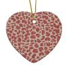Heart Ceramic Christmas Ornament Leopard Animal Print Red Brown and Light Brown Ornaments Porcelain Bauble for Christmas Tree Unique Xmas Keepsake Holiday Wedding Memorial New Year Gifts view 3
